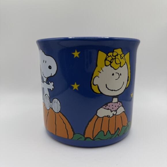 Peanuts Snoopy Sally Oversized Mug Halloween Pumpkins Blue Coffee Cup Ceramic - Picture 4 of 6